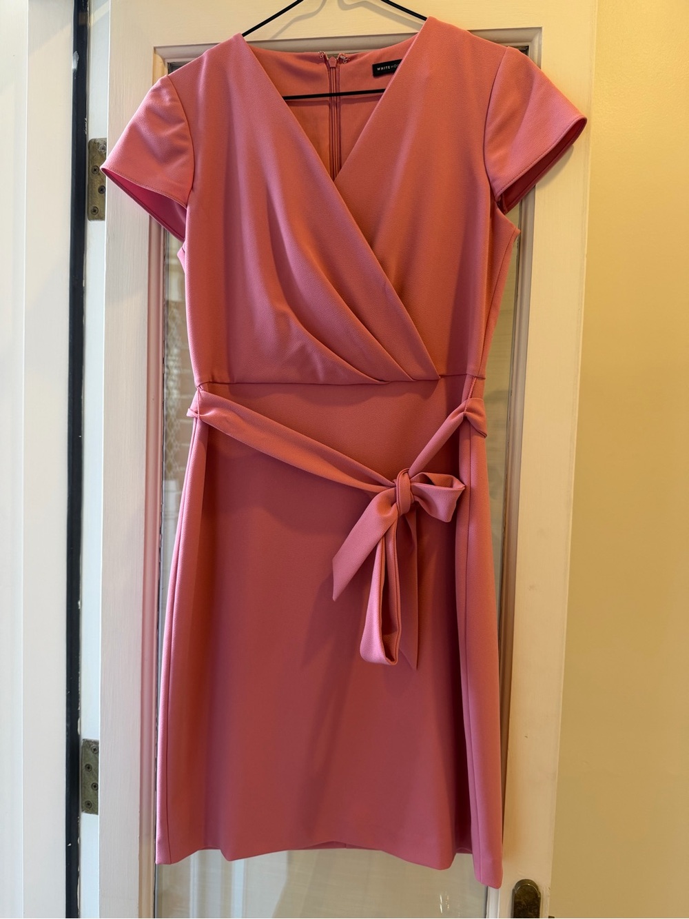 NWOT White House Black Market Pink Wrap-Front Dress with Waist Tie Size 2